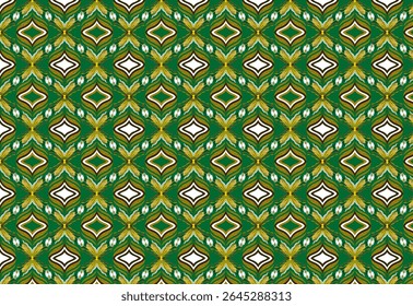 Patrón de tela sin costuras clásico real con hojas, trigo y un águila. Tonos de tierra naturales sobre un fondo verde. Lujoso, orgánico, perfecto para textiles y decoración