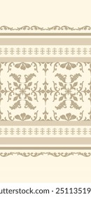 Royal Classy Gold Scroll Ornament Beige Ethnic Seamless Pattern illustration Vector for Elegant Textile Design