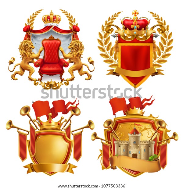 Royal Coat Arms King Kingdom 3d Stock Vector (Royalty Free) 1077503336