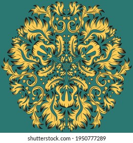 Royal collection with the element for print design. Graphic vector. Modern damask web template with the element for paper design. Vector illustration