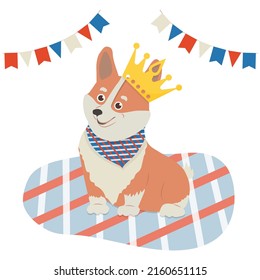 Royal Corgi Cute Dog, With A Crown.