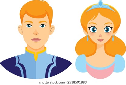 Casal real em trajes coloridos, sorrindo