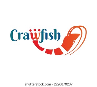 Royal crawfish logo. Red crawfish and crown stylized. The King shrimp or King prawn symbol. Initial letter S logo. Seafood logo for fresh crawfish, seafood restaurant, processing plant, aquaculture.
