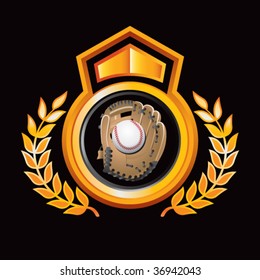 royal crest of baseball in glove