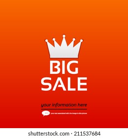 Royal crown, Big Sale Paper Folding Design for your text, Concept background design layout for poster flyer cover brochure