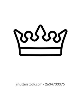 Royal crown black line art icon sign vector illustration