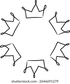 Royal crown circle pattern icon minimalist black and white elegant royal design