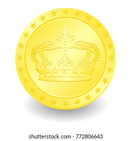 Royal Crown Coin Vector Art Gradient Symbol Net Finances.