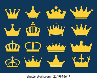 Royal crown collection set isolated 
