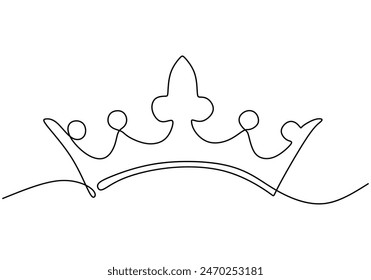 Royal Crown continuous line drawing. Simple king crown outline design concept. Vector illustration minimalist design hand drawn.