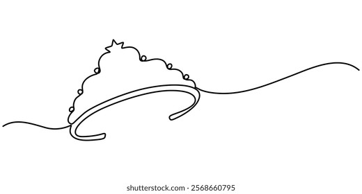 Royal Crown continuous line drawing. Simple king crown outline design concept. Vector illustration, continuous line art drawing of king's crown, Crown in one continuous line drawing. One line poster. 