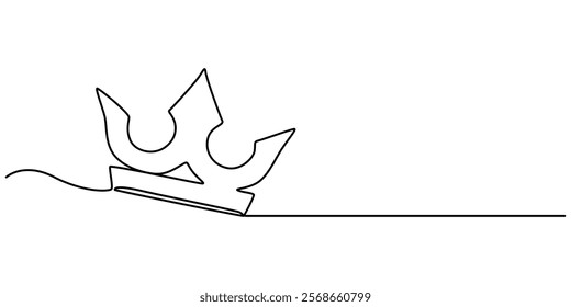 Royal Crown continuous line drawing. Simple king crown outline design concept. Vector illustration, continuous line art drawing of king's crown, Crown in one continuous line drawing. One line poster. 