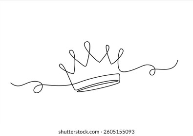 Royal Crown continuous line drawing. Simple king crown outline design concept. Vector illustration minimalist design hand drawn.
