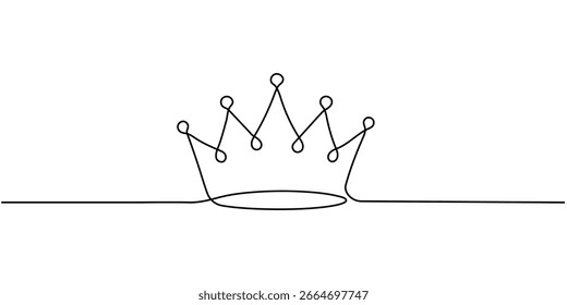 Royal Crown continuous line drawing. Simple king crown outline design concept. Vector illustration minimalist design hand drawn. Editable stroke