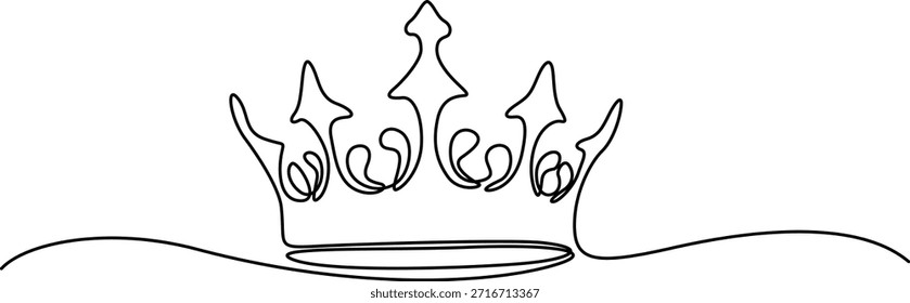  Royal Crown Continuous One Line Desenho Minimalista Arte.