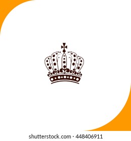 Royal Crown Doodle Hand Sketch style which is an emblem for royals, government  sign. Brown icon on white background