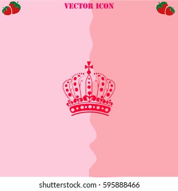 Royal Crown Doodle Hand Sketch style which is an emblem for royals, government  vector  icon. Strawberry Background.