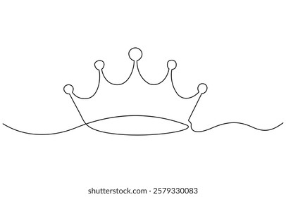 Royal Crown drawing with one continuous line. Vector editable illustration, Crown in continuous line drawing. Minimalist illustration for beauty and fashion.