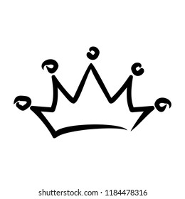 Royal crown drawn by hand in the style of doodle. Element for drawing greeting cards, promotional items for girls and women.