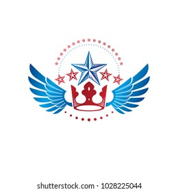Royal Crown emblem. Heraldic Coat of Arms decorative logo isolated vector illustration. Ancient logotype in old style on white background.