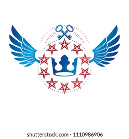 Royal Crown emblem. Heraldic Coat of Arms decorative logo isolated vector illustration. Ancient logotype in old style on white background.