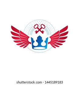 Royal Crown emblem. Heraldic Coat of Arms decorative logo isolated vector illustration. Ancient logotype in old style on white background.