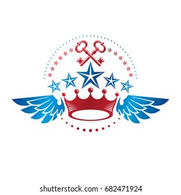 Royal Crown emblem. Heraldic Coat of Arms decorative logo isolated vector illustration. Ancient logotype in old style on white background.