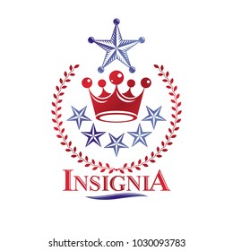 Royal Crown emblem. Heraldic vector design element. Retro style label, heraldry logo. Antique logotype isolated on white background.