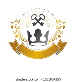 Royal Crown emblem. Heraldic vector design element. Retro style label, heraldry logo. Antique logotype isolated on white background.