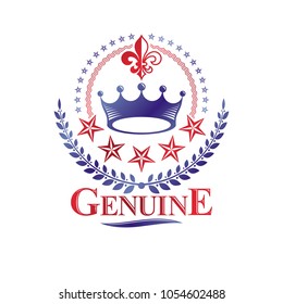 Royal Crown emblem. Heraldic vector design element. Retro style label, heraldry logo. Antique logotype isolated on white background.