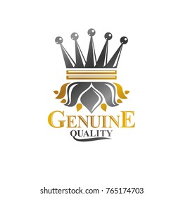 Royal Crown emblem. Heraldic vector design element. Retro style label, heraldry logo. Antique logotype isolated on white background.