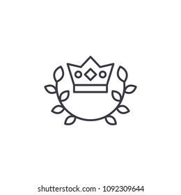 Royal crown emblem linear icon concept. Royal crown emblem line vector sign, symbol, illustration.
