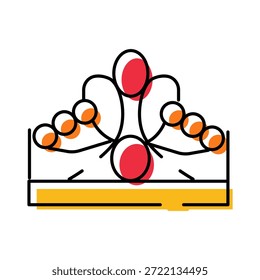 Royal crown featuring a decorative design with red and orange abstract geometric shapes, symbolizing concepts of royalty, celebration, luxury, and success with a modern aesthetic