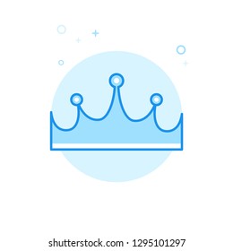 Royal Crown Flat Vector Icon. Luxury, Success Symbol, Pictogram, Sign. Light Flat Style. Blue Monochrome Design. Editable Stroke. Adjust Line Weight. Design with Pixel Perfection.