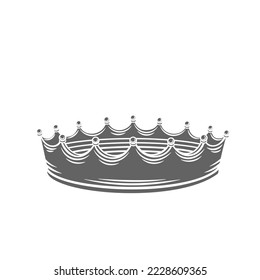 Ilustración vectorial del icono de glifo de la corona real. Silueta de tiara real simple para rey o reina, princesa o príncipe, diadema de corona heráldica y emblema tradicional de la realeza, premio y tesoro