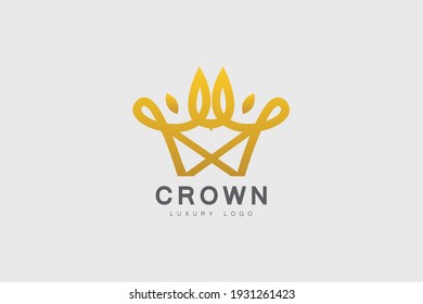 Royal Crown Gold Logo. Usable for Business and Branding Logos. Flat Vector Logo Design Template Element.