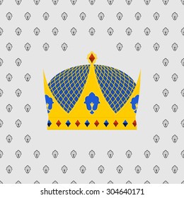 Royal Crown of gold with precious stones. Vector illustration
