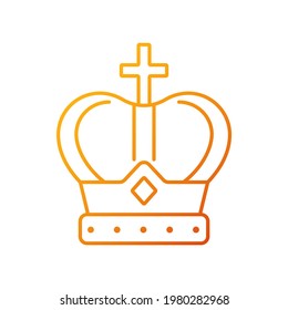 Royal crown gradient linear vector icon. Head adornment for monarchs. Royal family jewels. Coronation ceremony. Thin line color symbols. Modern style pictogram. Vector isolated outline drawing