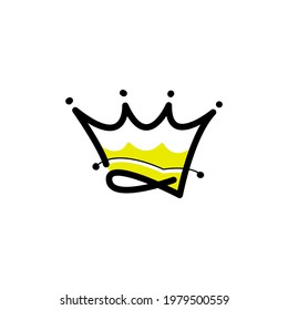 Royal crown hand drawn logo. Isolated on white background. Vector illustration. Logotype, logo