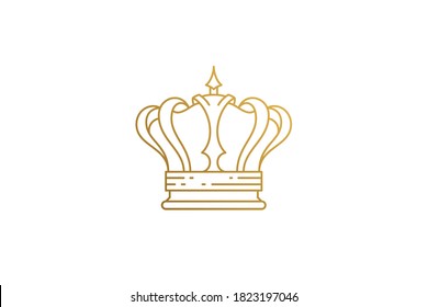 Royal crown headgear accessory silhouette linear vector illustration. Minimal object outline style. Good for logo emblem or poster decoration.