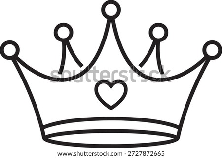 Royal Crown With Heart Icon Vector Set