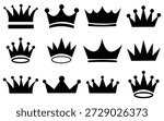 "Royal Crown Icon Collection  Elegant Golden, Black Silhouette 
 Minimalist Vector Set"