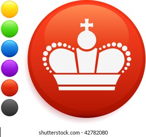 Royal crown icon on round internet button original vector illustration 6 color versions included