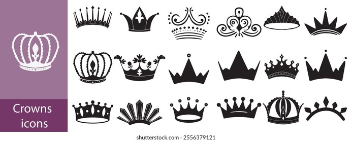 Royal crown icon set. Crown element. Crown vector illustration