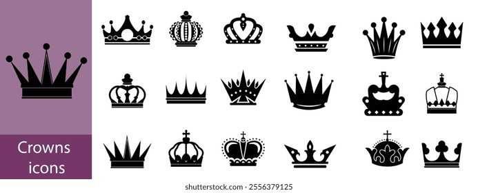 Royal crown icon set. Crown element. Crown vector illustration