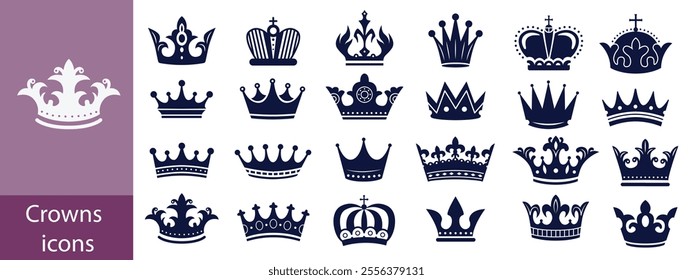 Royal crown icon set. Crown element. Crown vector illustration