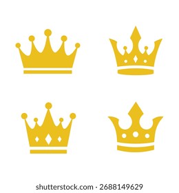 Royal Crown Icon Set – Orange Minimalist Vector Collection for Branding And Design