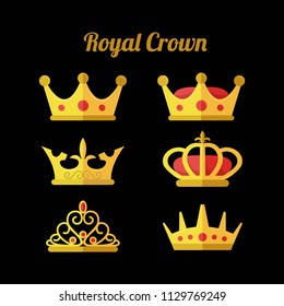 Royal Crown icon set vector illustration