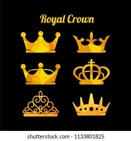 Royal Crown icon set vector illustration