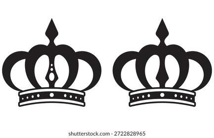 Sistema de Vector de la silueta del icono de la corona real, conveniente para los logotipos, marca, insignias, heráldica, premios, moda